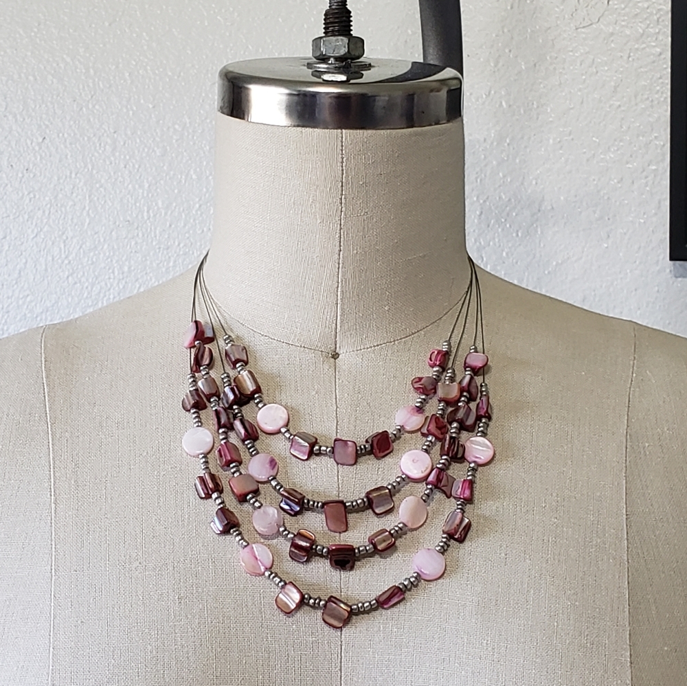 Peach and Silver Beads necklace